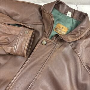 Red Head Aviator Leather Jacket MENS XL Brown Zip Up Insulated Lined